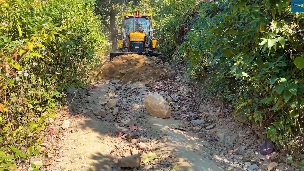 Narrow Damaged Mountain Roads-Filling Ruts and Fixing-JCB Backhoe cover