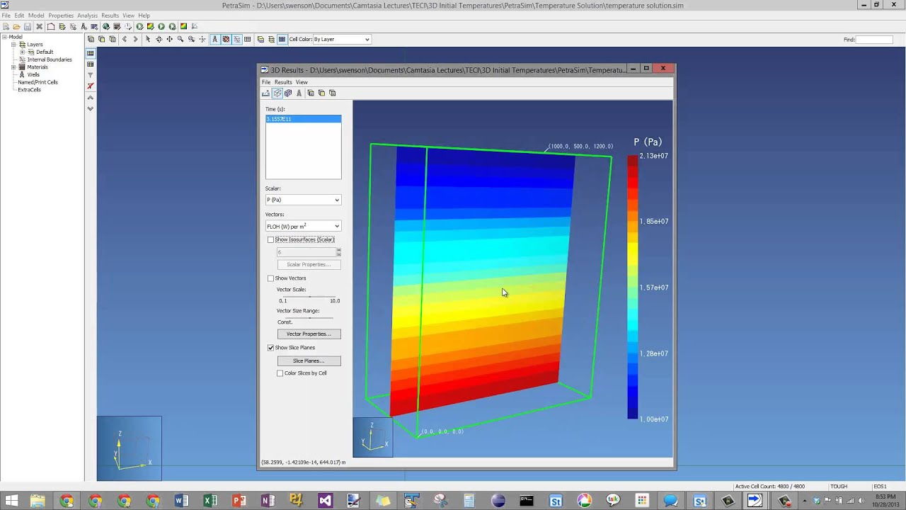 PetraSim - set initial 3D temperatures cover